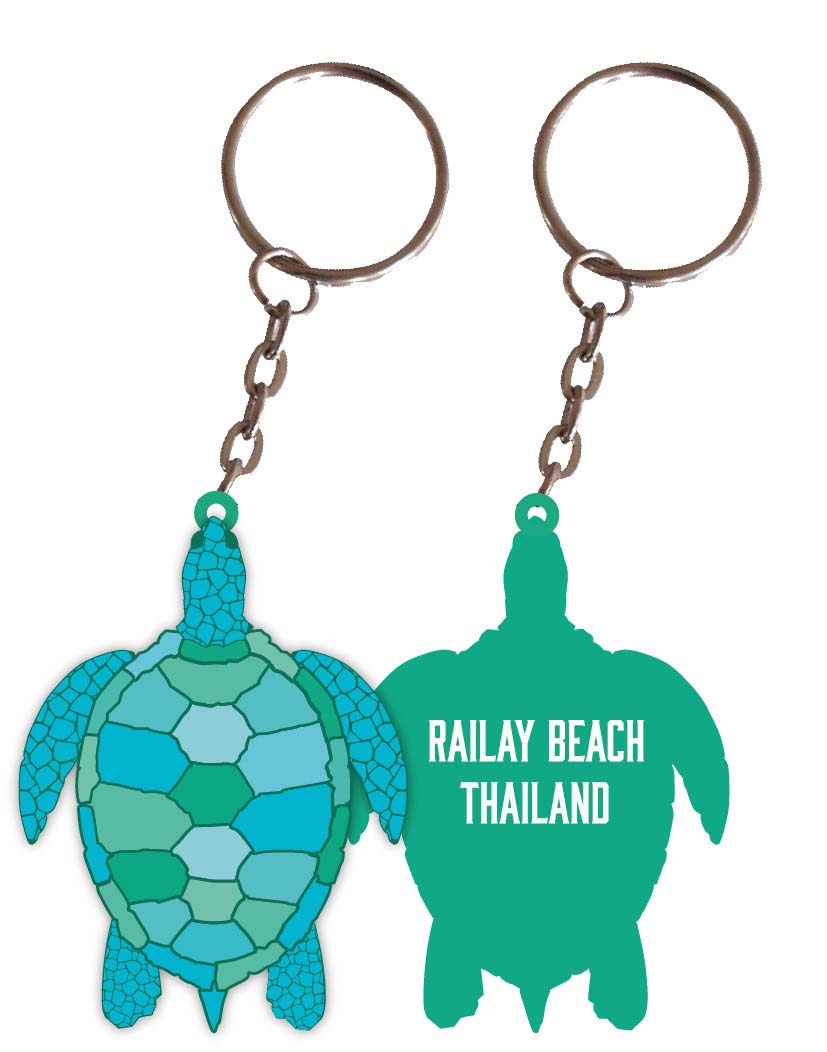Railay Beach Thailand Turtle Metal Keychain Image 1