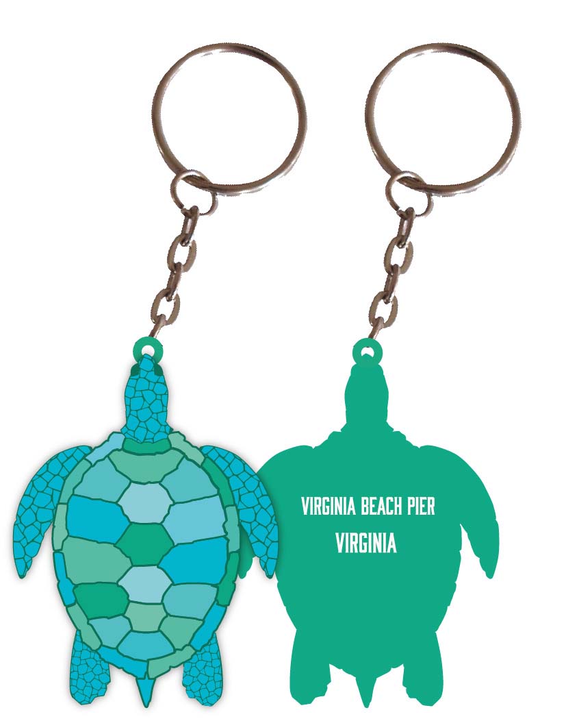 Virginia Beach Pier Virginia Turtle Metal Keychain Image 1