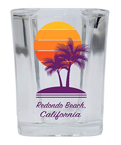 Redondo Beach California Souvenir 2 Ounce Square Shot Glass Palm Design Image 1