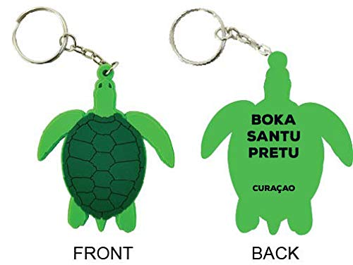 Boka Santu Pretu Curaao Souvenir Green Turtle Keychain Image 1