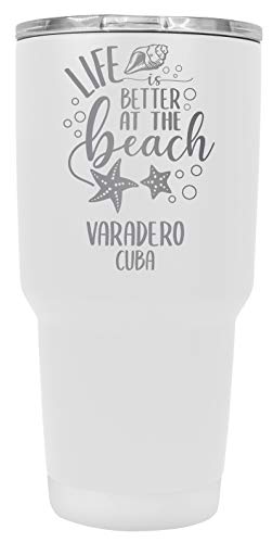 Varadero Cuba Souvenir Laser Engraved 24 Oz Insulated Stainless Steel Tumbler White Image 1
