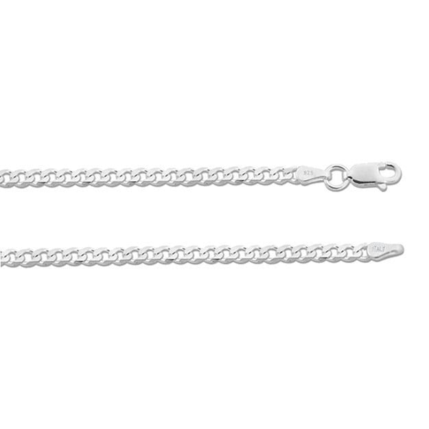 Sterling Silver 3mm Curb Style Chain Necklace. 6 Lengths Available. Image 1