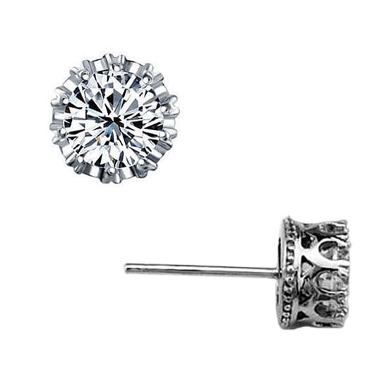 Sterling Silver Royal Crown Stud Earrings Image 2