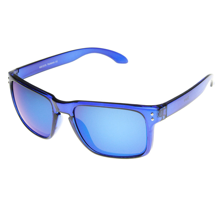Action Sport Translucent Flash Mirror Horned Rim Sunglasses - 8684 Image 1