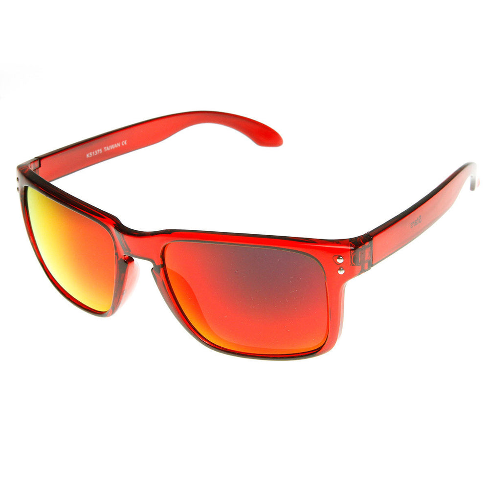 Action Sport Translucent Flash Mirror Horned Rim Sunglasses - 8684 Image 2