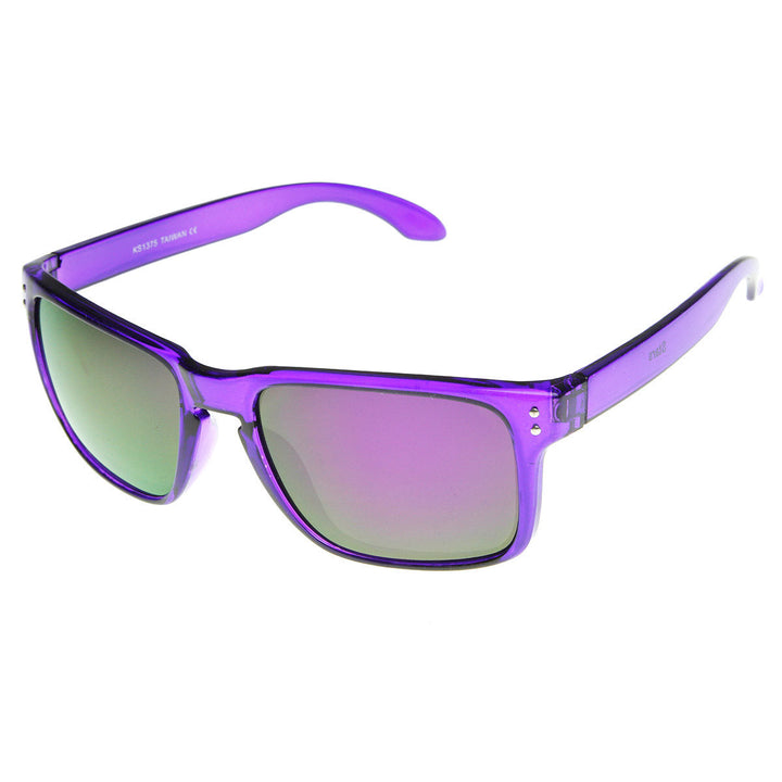 Action Sport Translucent Flash Mirror Horned Rim Sunglasses - 8684 Image 3