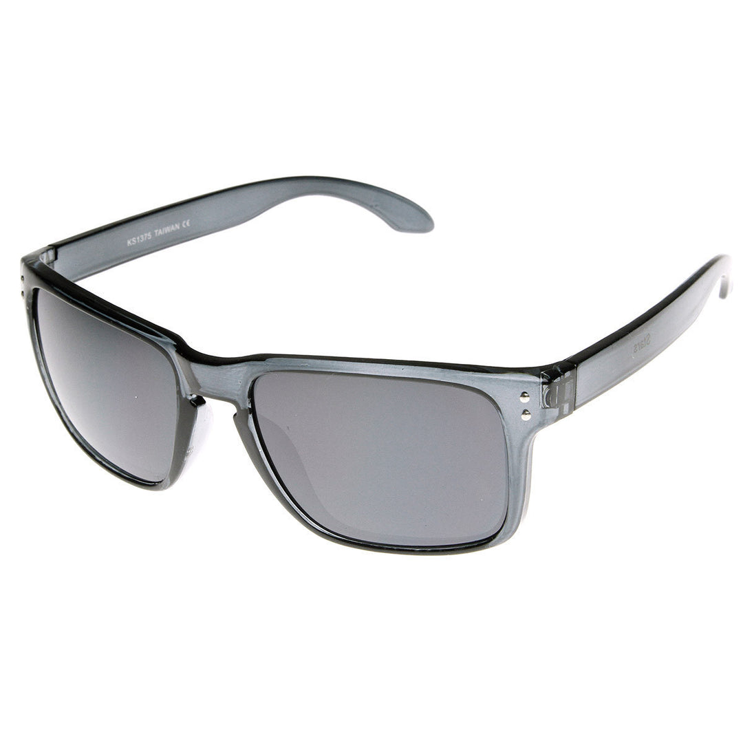 Action Sport Translucent Flash Mirror Horned Rim Sunglasses - 8684 Image 4