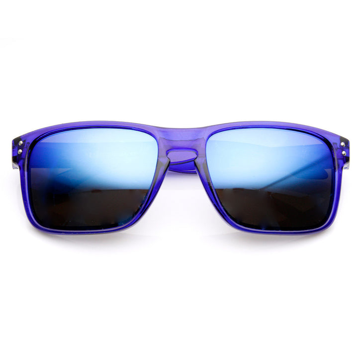 Action Sport Translucent Flash Mirror Horned Rim Sunglasses - 8684 Image 6