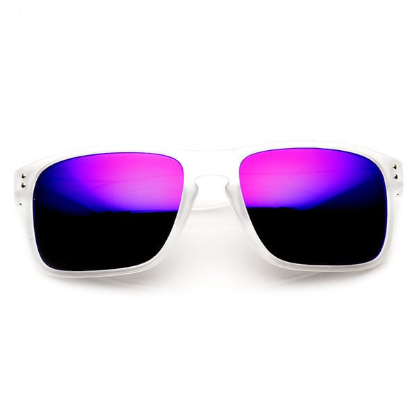 Action Sports Color Mirror Lens Frosted Horned Rim Sunglasses - 9234 Image 1