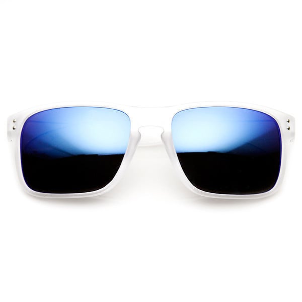 Action Sports Color Mirror Lens Frosted Horned Rim Sunglasses - 9234 Image 3