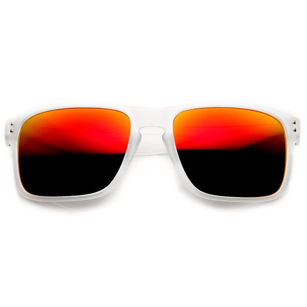 Action Sports Color Mirror Lens Frosted Horned Rim Sunglasses - 9234 Image 4