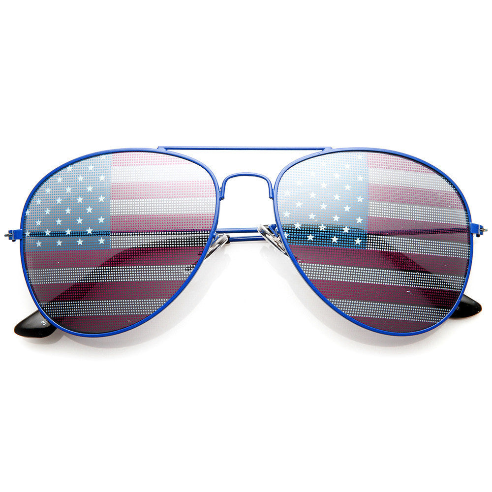 American Flag USA Classic Teardrop Metal Aviator Sunglasses - 8954 Image 2