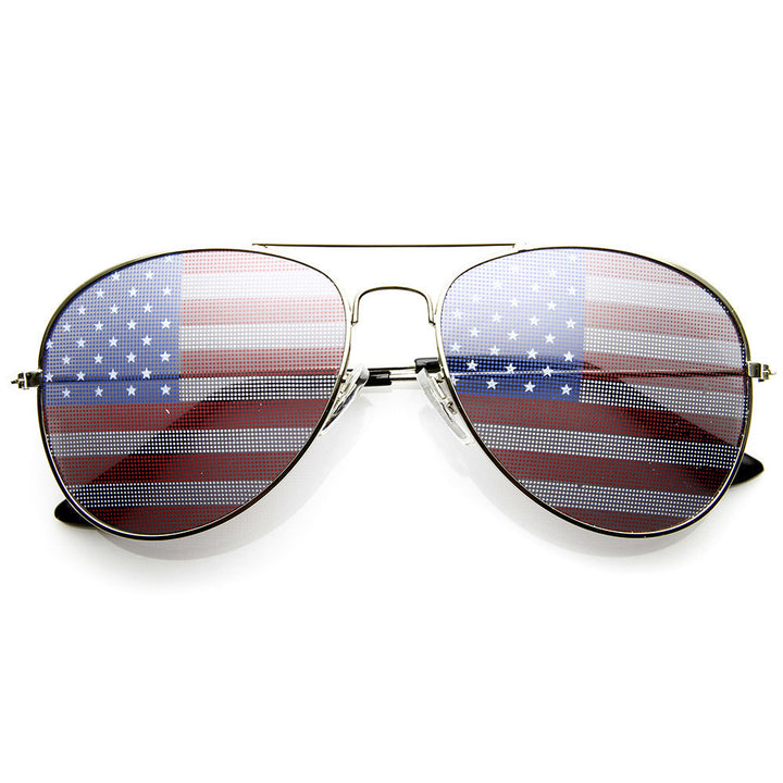 American Flag USA Classic Teardrop Metal Aviator Sunglasses - 8954 Image 3