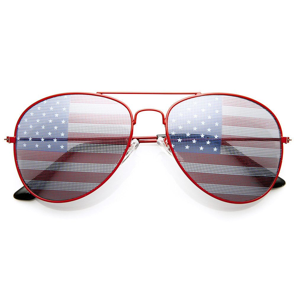 American Flag USA Classic Teardrop Metal Aviator Sunglasses - 8954 Image 4