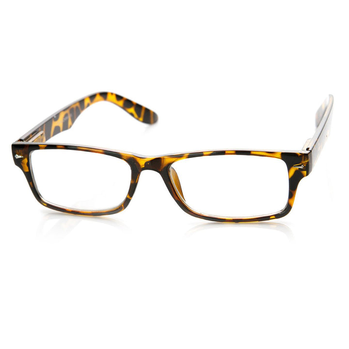 Horned Rim Rectangular Frame Clear Lens Glasses Casual Fashion 8715 Acetate Image 2