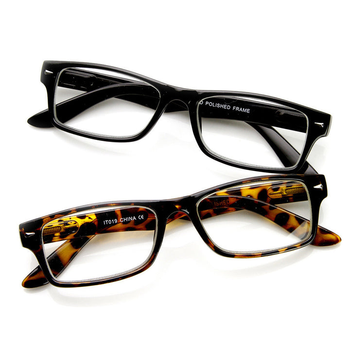 Casual Fashion Horned Rim Rectangular Frame Clear Lens Eye Glasses - 8715 Image 3