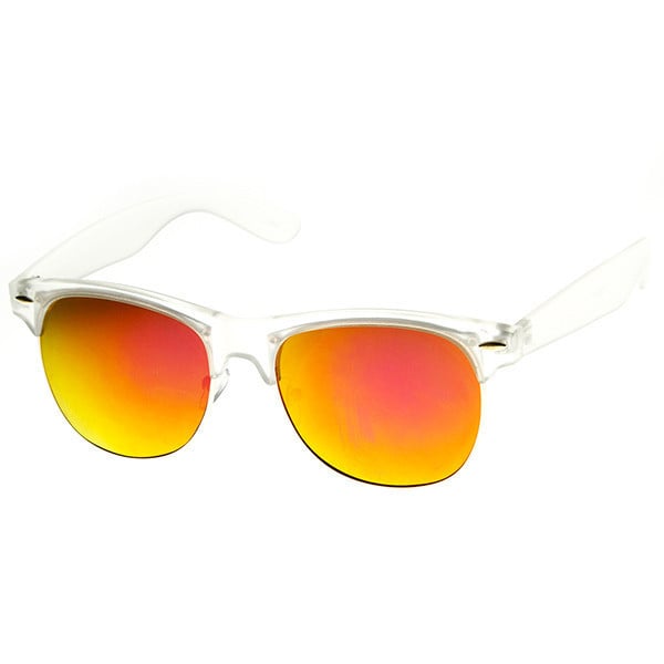 Classic Half Frame Horned Rim Sunglasses Color Mirrored Lens Model 8927 Image 4