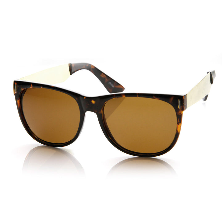 Designer Inspired Classic Horned Rim Sunglasses w/ Metal Arms - 8687 Image 2