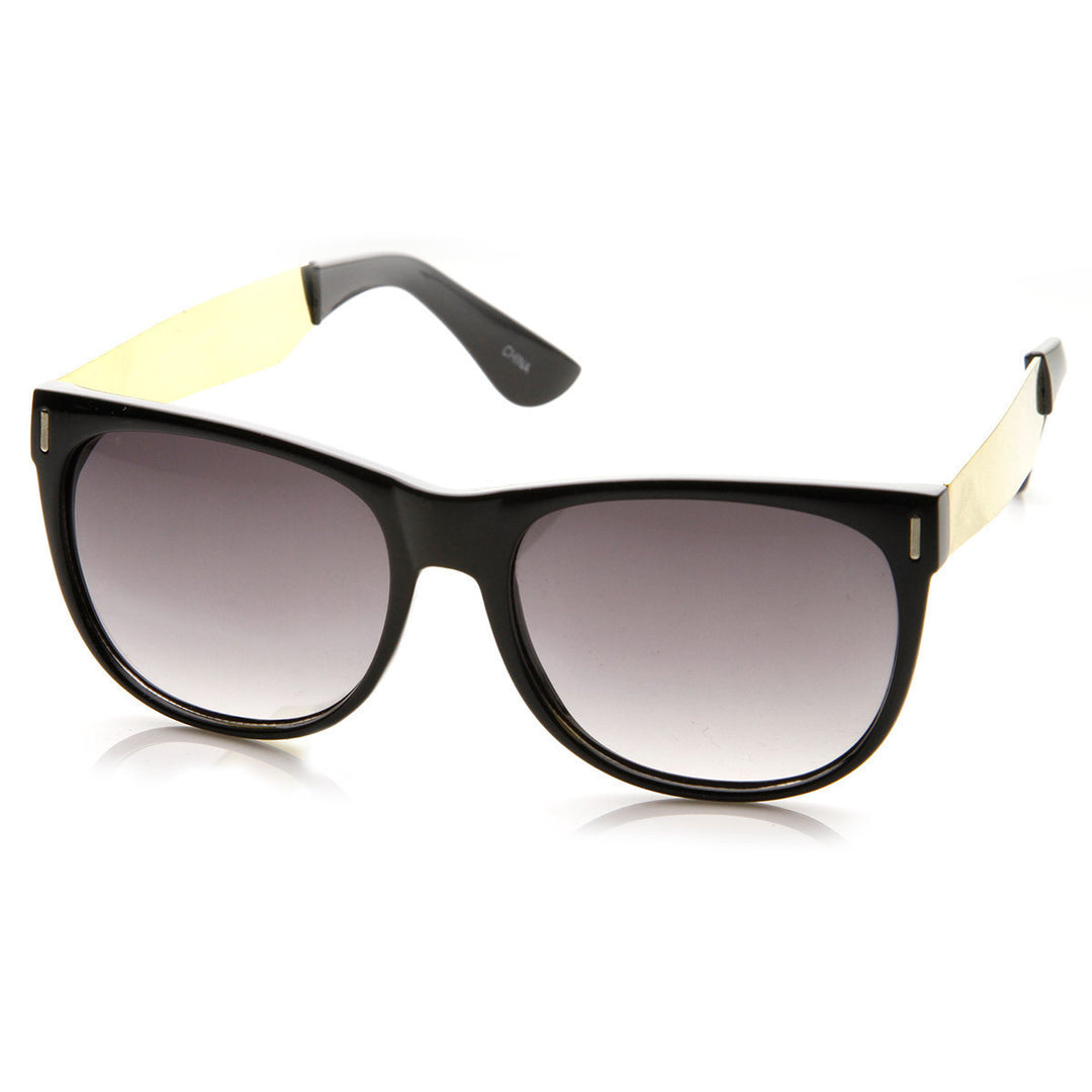 Designer Inspired Classic Horned Rim Sunglasses w/ Metal Arms - 8687 Image 3
