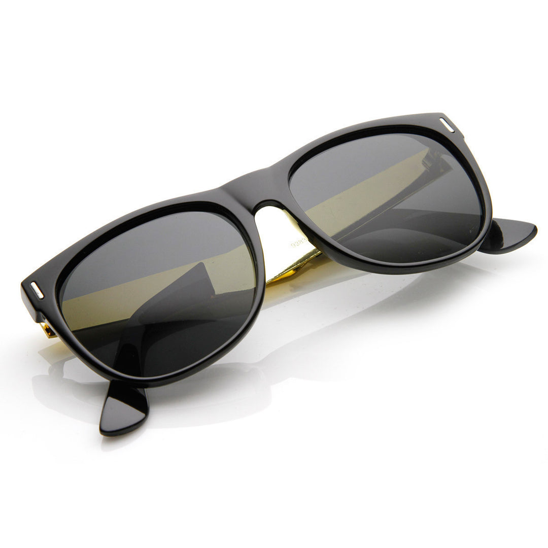 Designer Inspired Classic Horned Rim Sunglasses w/ Metal Arms - 8687 Image 4