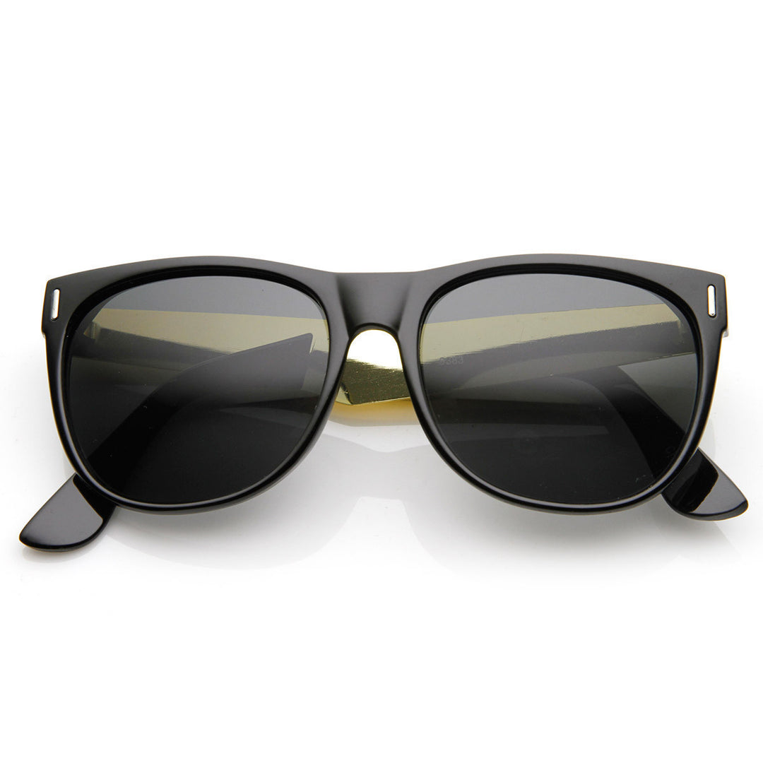 Designer Inspired Classic Horned Rim Sunglasses w/ Metal Arms - 8687 Image 6