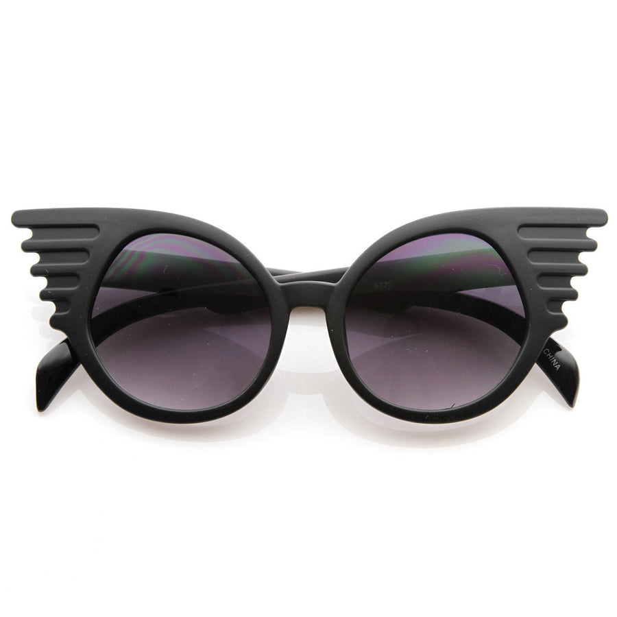 Designer Inspired Fashion Eccentric Unique Round Circle Winged Sunglasses - 8581 Image 1