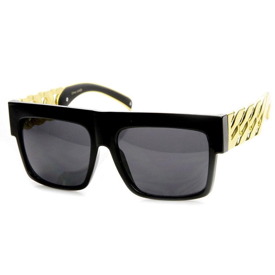 High Fashion Metal Chain Arm Flat Top Aviator Sunglasses - 9126 Image 1