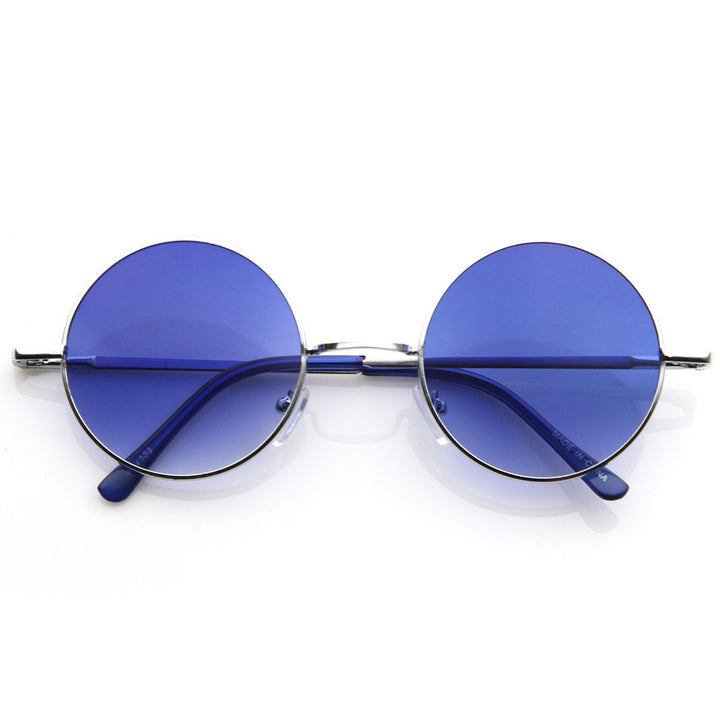 Lennon Style Round Circle Metal Sunglasses w/ Color Lens Tint - 8594 Image 1