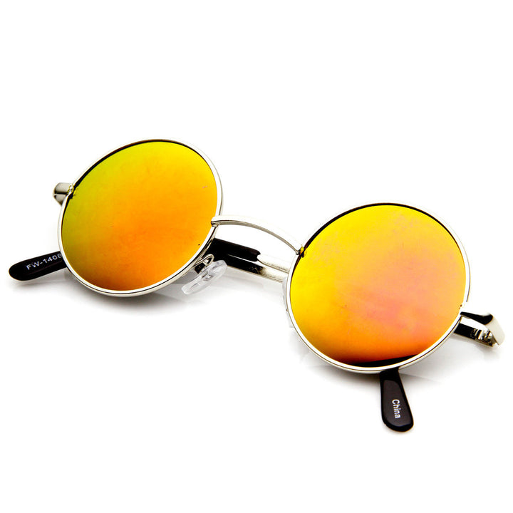 Lennon Style Small Round Color Mirrored Lens Circle Sunglasses - 1409 Image 2