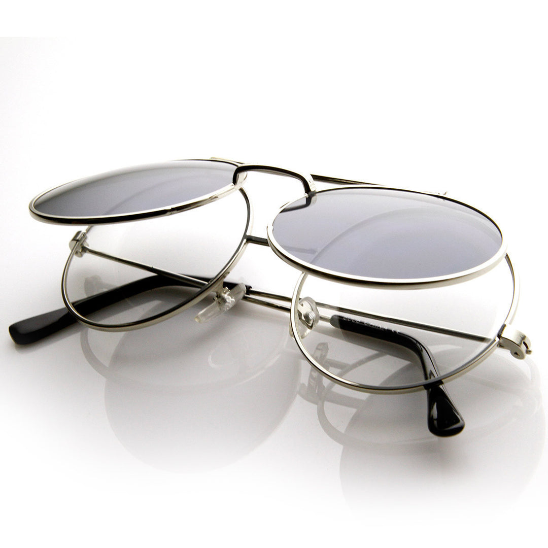 Limited Edition Color Flip-Up Lens Round Circle Django Sunglasses - 8795 Image 6