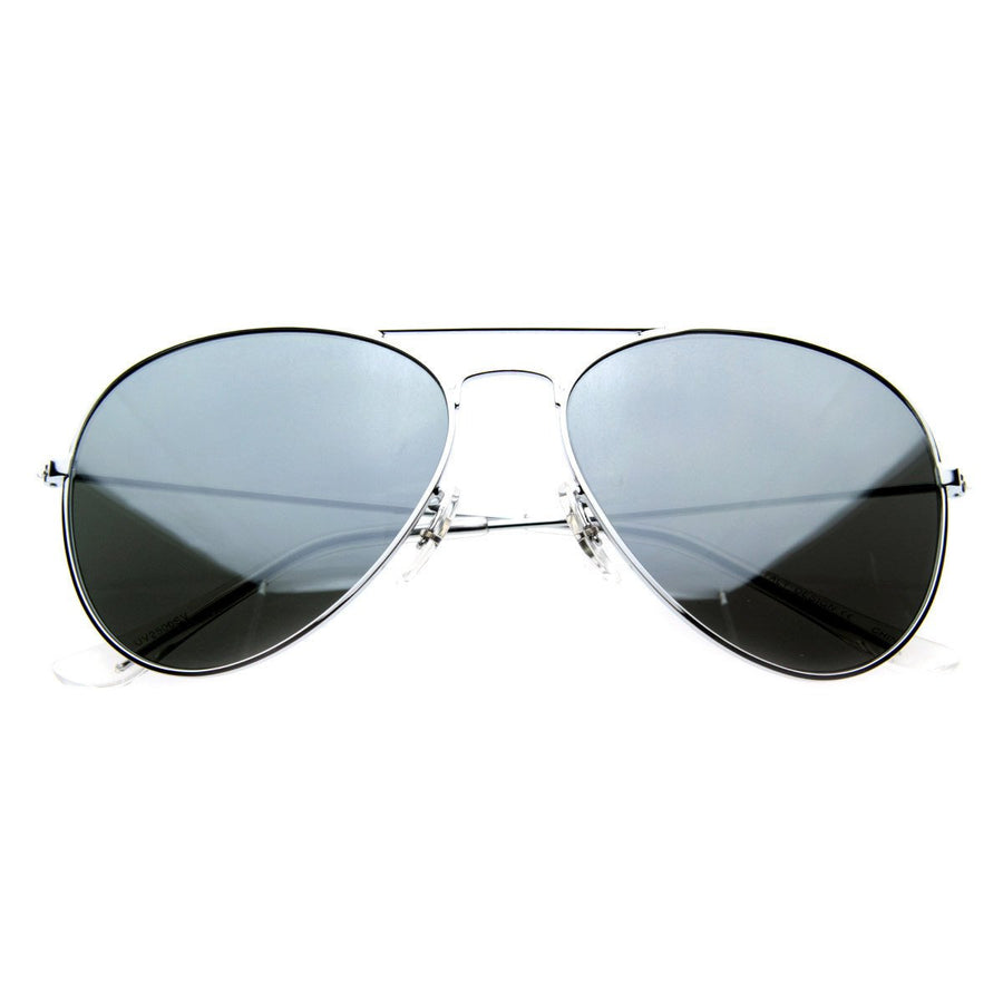 Mirrored Aviator Sunglasses Silver Metal Frame UV Protected Full Lenses 1476 Image 1