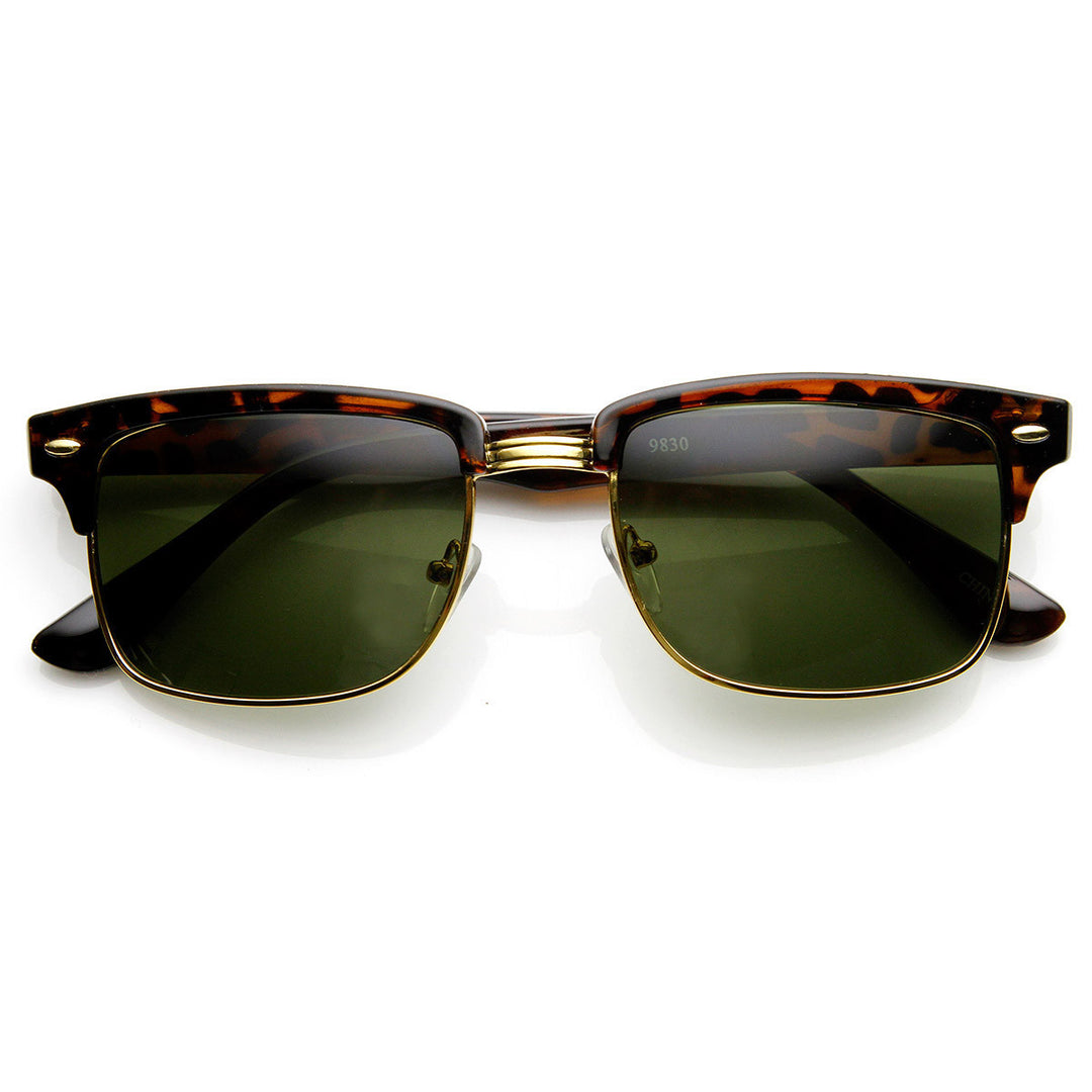 Modified Classic Square Half Frame Horned Rim Sunglasses - 9181 Image 1