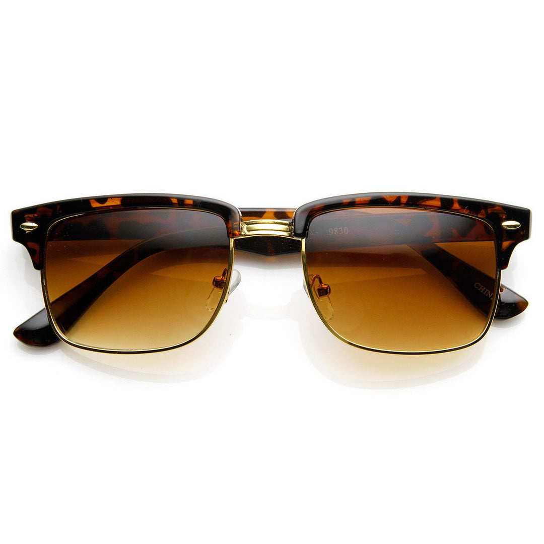 Modified Classic Square Half Frame Horned Rim Sunglasses - 9181 Image 2