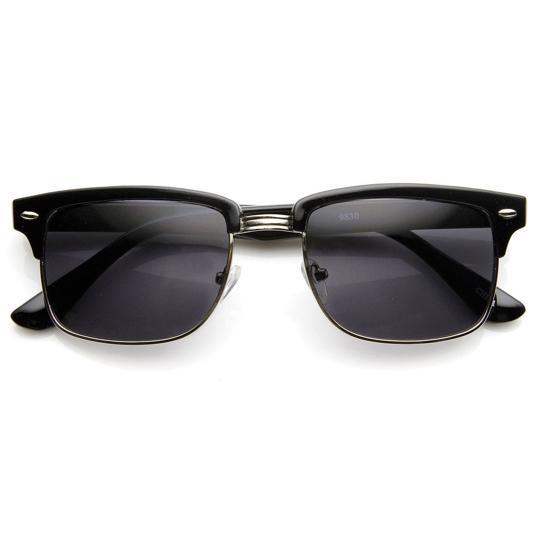 Modified Classic Square Half Frame Horned Rim Sunglasses - 9181 Image 3