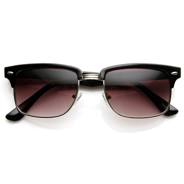 Modified Classic Square Half Frame Horned Rim Sunglasses - 9181 Image 4