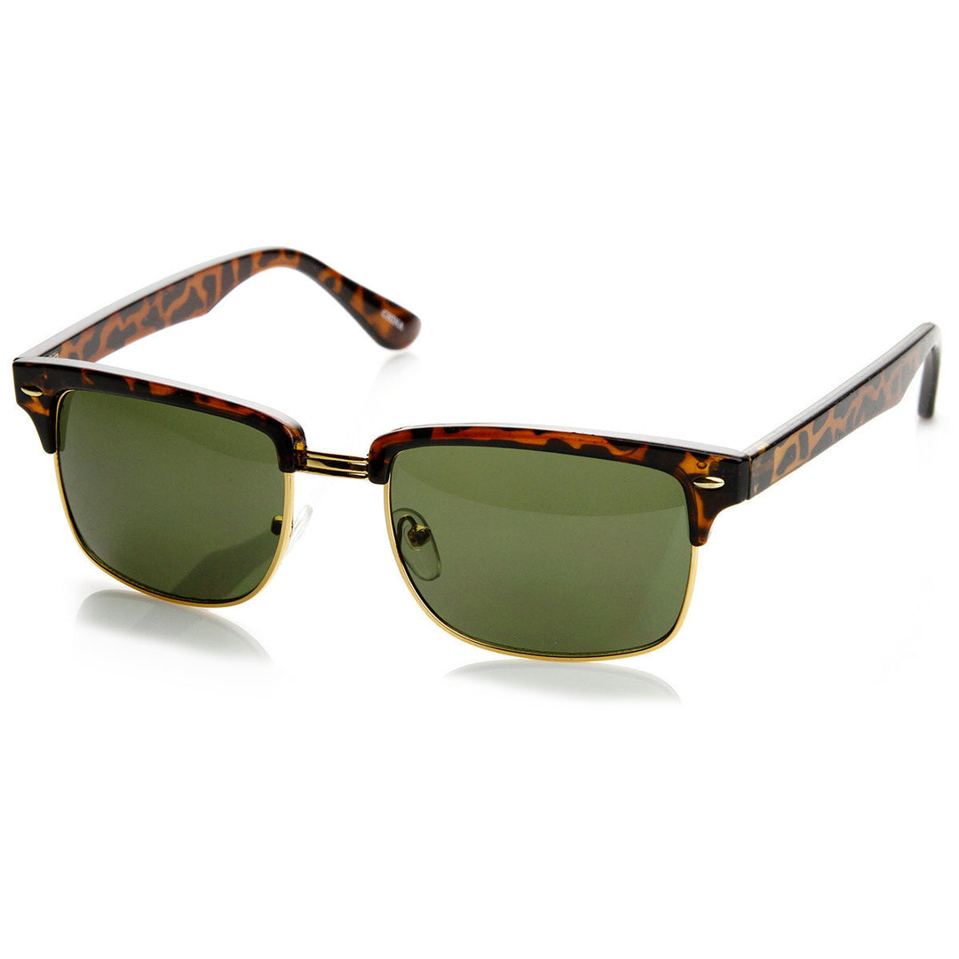 Modified Classic Square Half Frame Horned Rim Sunglasses - 9181 Image 4