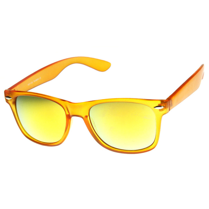 Neon Frosted Frame Relfective Color Mirror Lens Horned Rim Sunglasses - 8651 Image 2