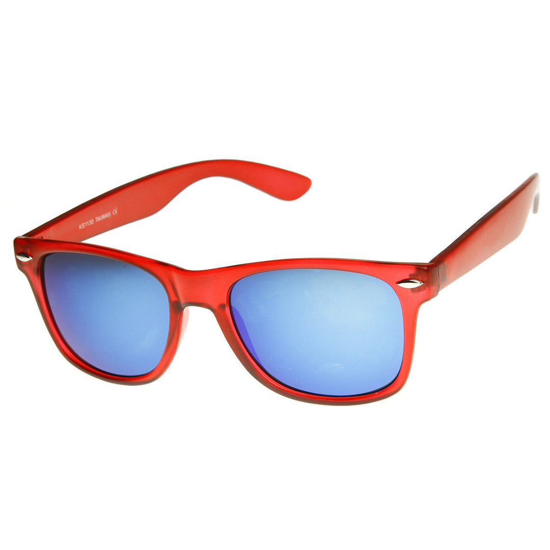Neon Frosted Frame Relfective Color Mirror Lens Horned Rim Sunglasses - 8651 Image 3