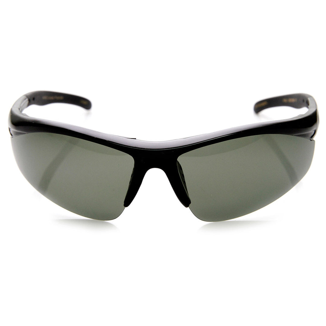 Polarized Sports Sunglasses Half Frame UV400 Lightweight 9273 with Silicone Grips Image 3