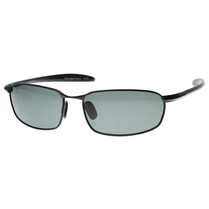 Polarized Metal Wire Square Frame Sunglasses - 8319 Image 2