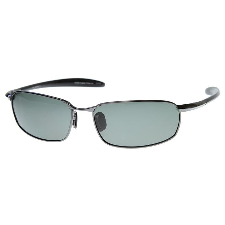 Polarized Metal Wire Square Frame Sunglasses - 8319 Image 3