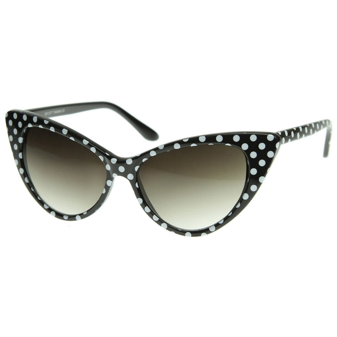 Polka Dot Cat Eye Sunglasses Womens Mod 50s Style UV Protection Acetate Frame 8498 Image 1