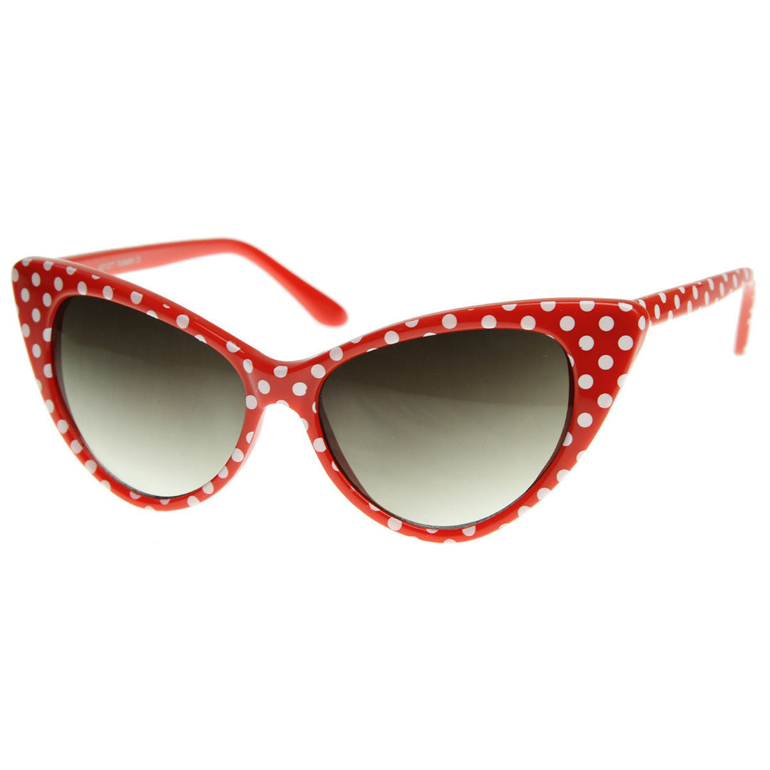 Polka Dot Cat Eye Sunglasses Womens Mod 50s Style UV Protection Acetate Frame 8498 Image 3