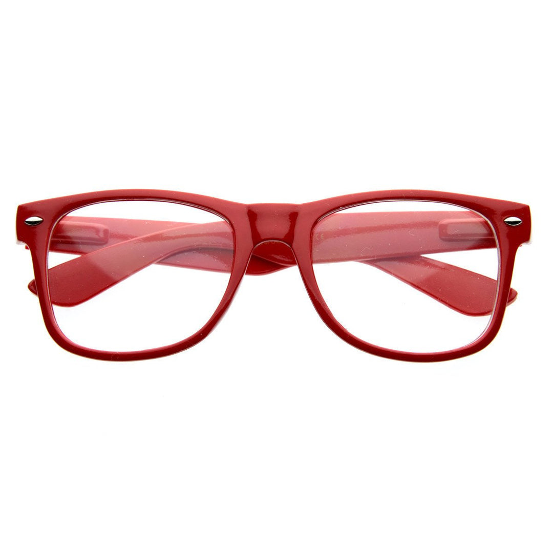 Standard Retro Clear Lens Nerd Geek Assorted Color Horned Rim Glasses - 2873 Image 2
