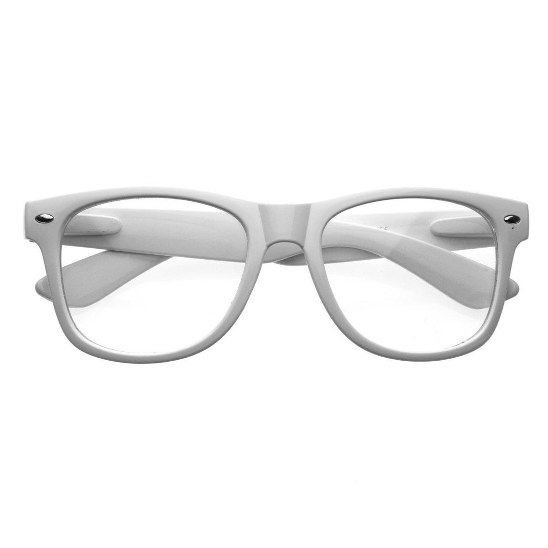 Standard Retro Clear Lens Nerd Geek Assorted Color Horned Rim Glasses - 2873 Image 3