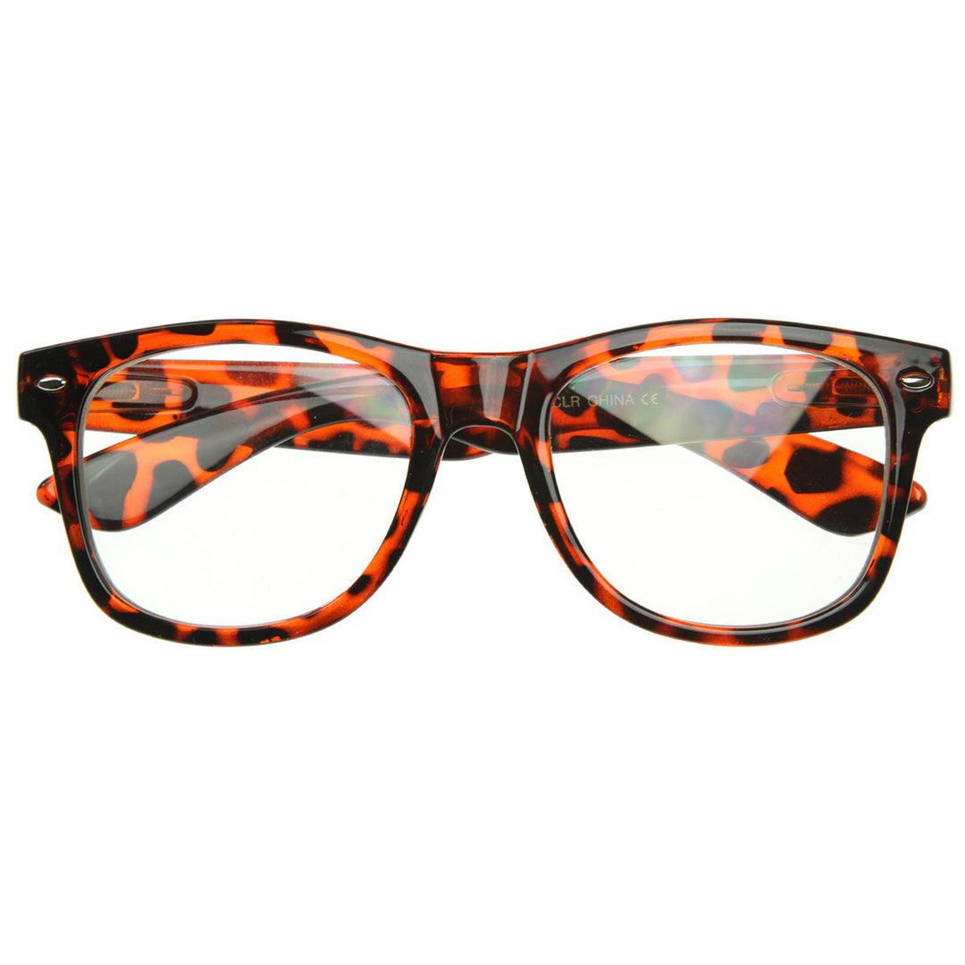 Standard Retro Clear Lens Nerd Geek Assorted Color Horned Rim Glasses - 2873 Image 4