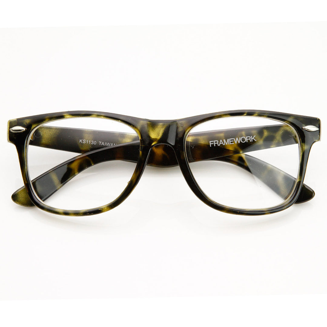 Standard Retro Clear Lens Nerd Geek Assorted Color Horned Rim Glasses - 2873 Image 6