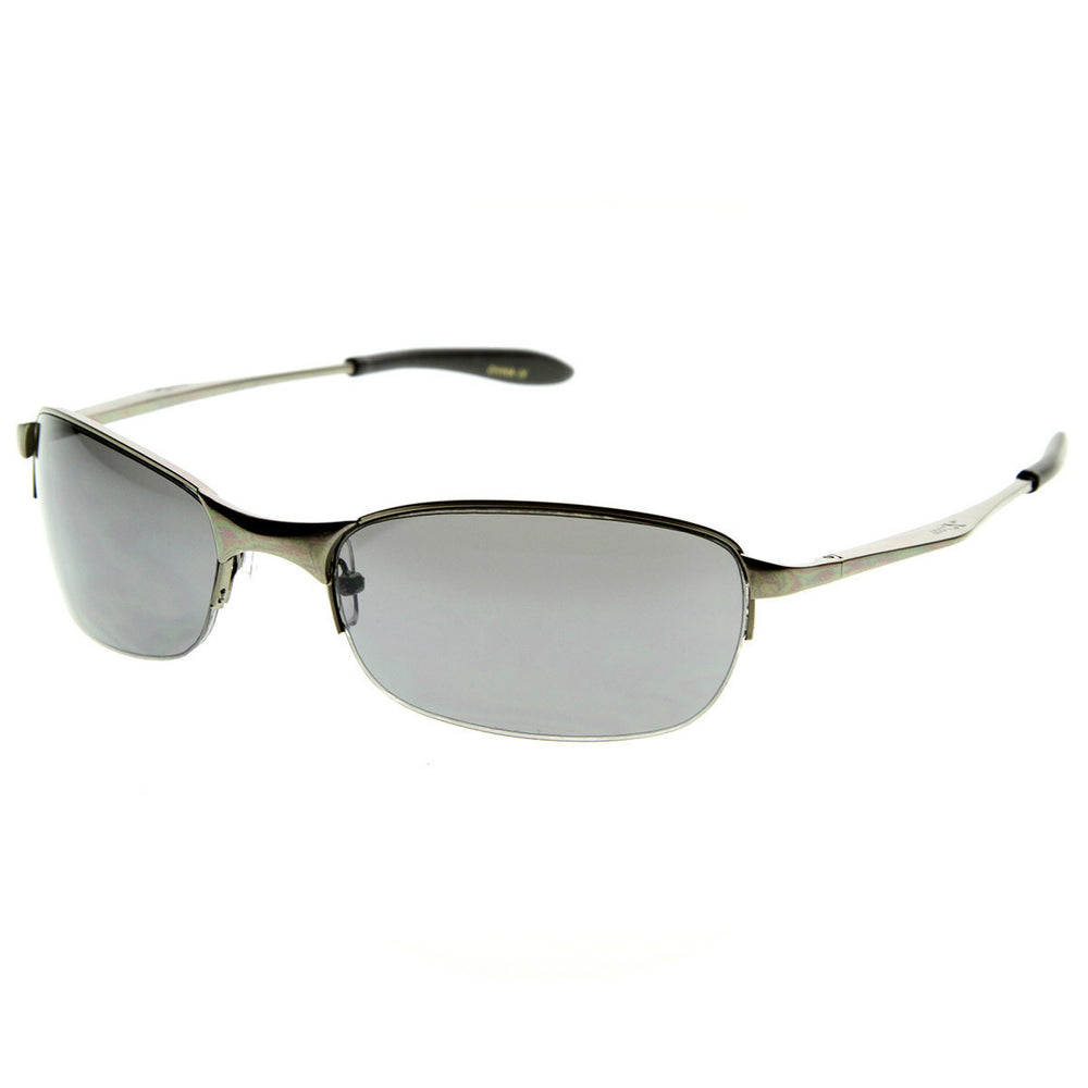 X-Loop Full Metal Sleek Semi-Rimless Oval Sports Frame Xloops Sunglasses - 8640 Image 2