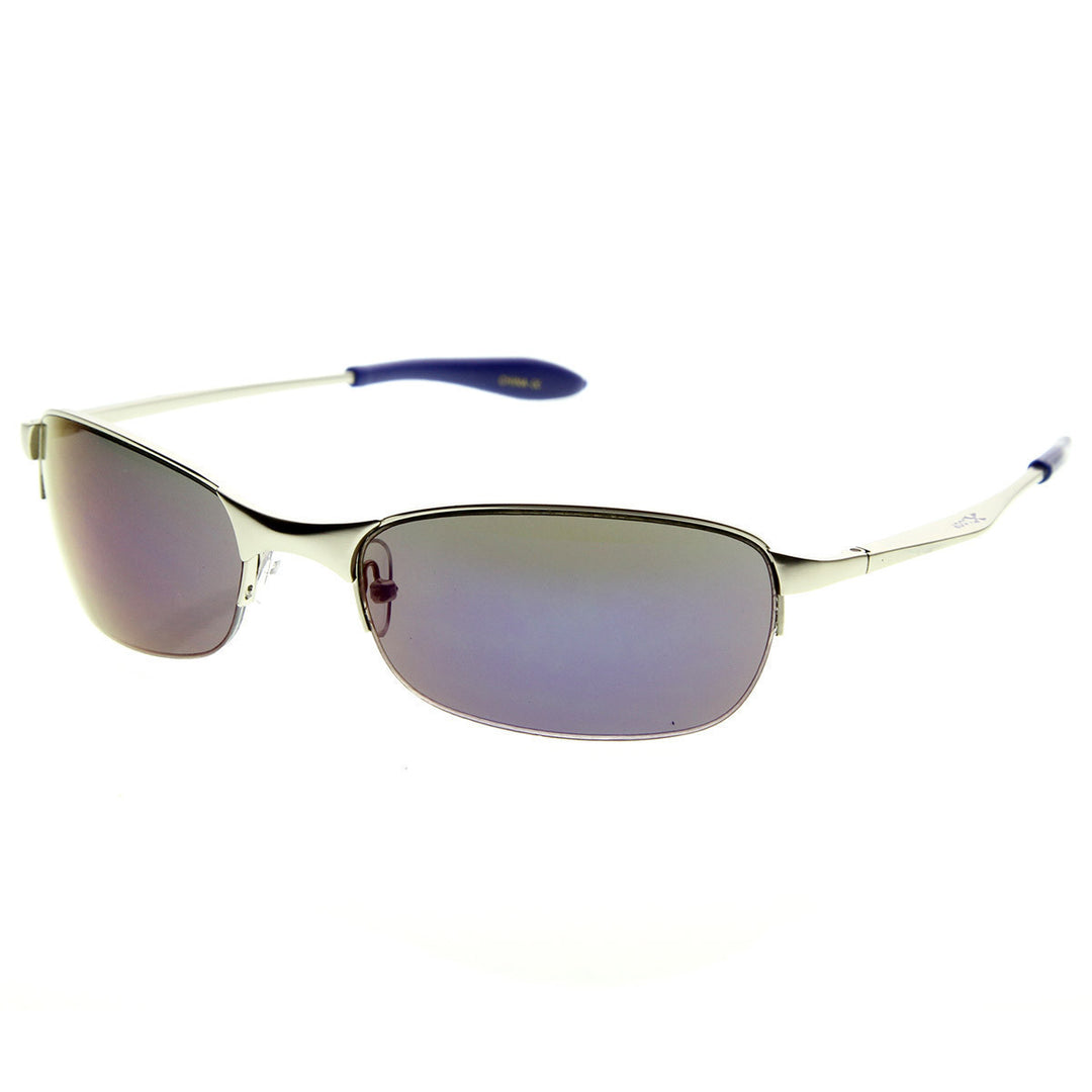 X-Loop Full Metal Sleek Semi-Rimless Oval Sports Frame Xloops Sunglasses - 8640 Image 3