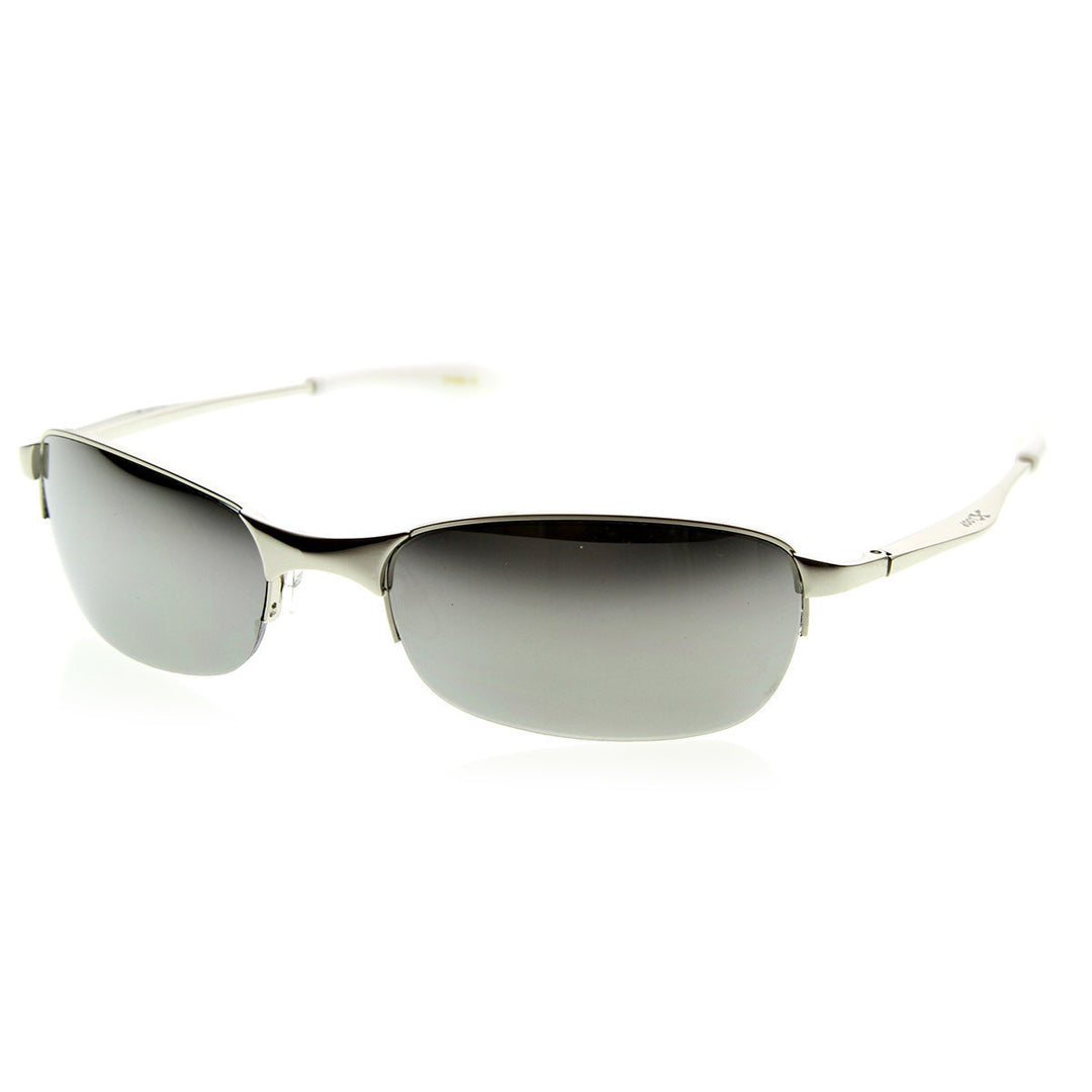 X-Loop Full Metal Sleek Semi-Rimless Oval Sports Frame Xloops Sunglasses - 8640 Image 4